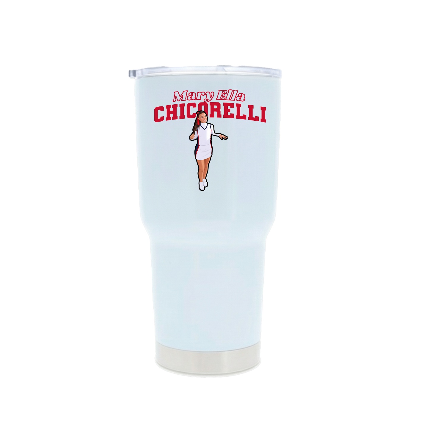 30oz Stainless Steel Tumbler — Name Arch in White