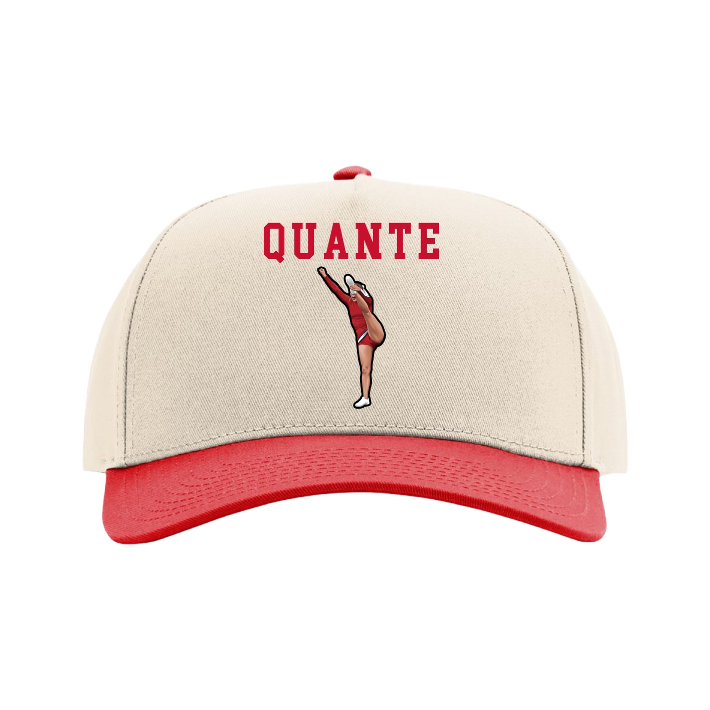Full Fabric Five-Panel Champ Cap — Shirsey in Cream/Red