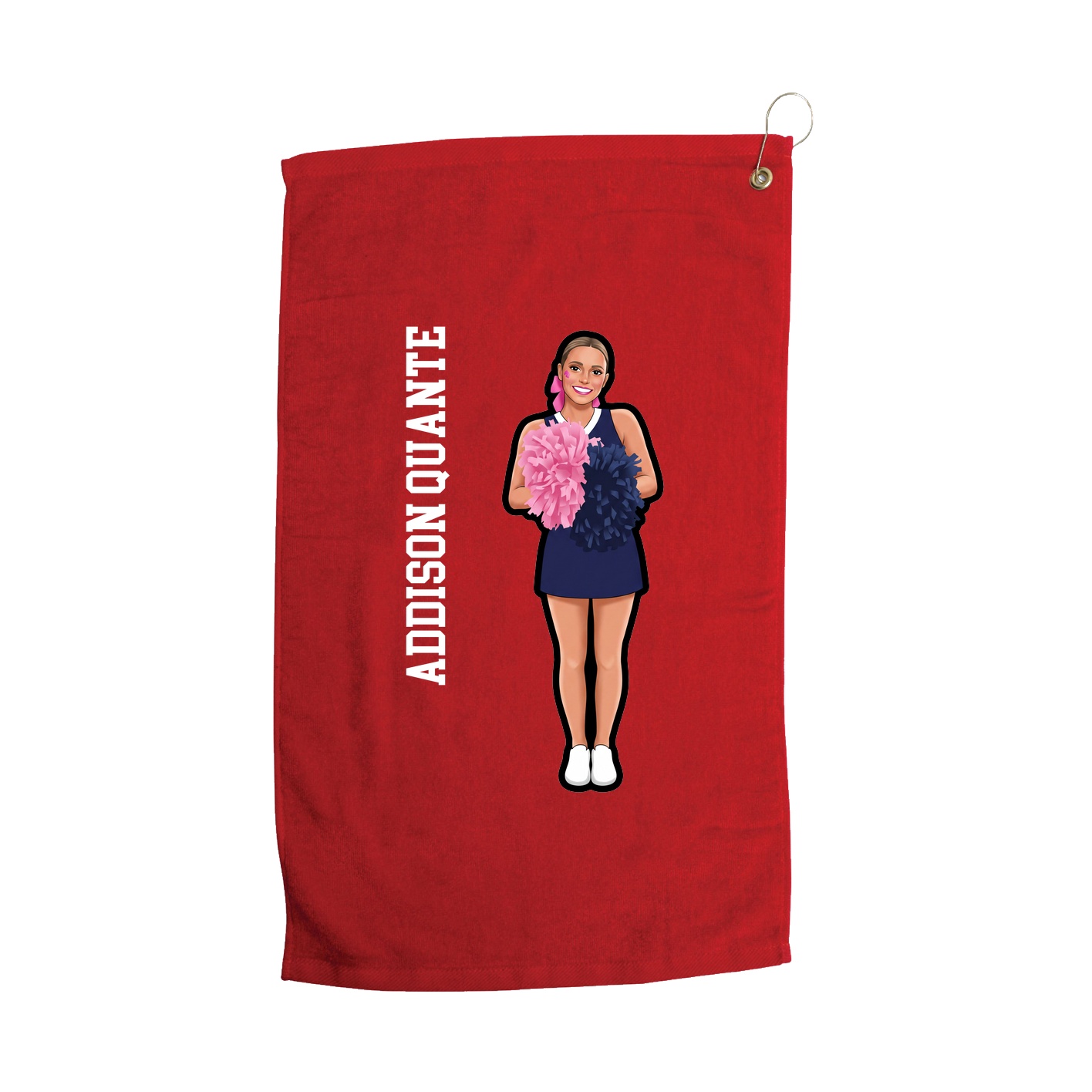 Golf Towel — Name Vertical in Red