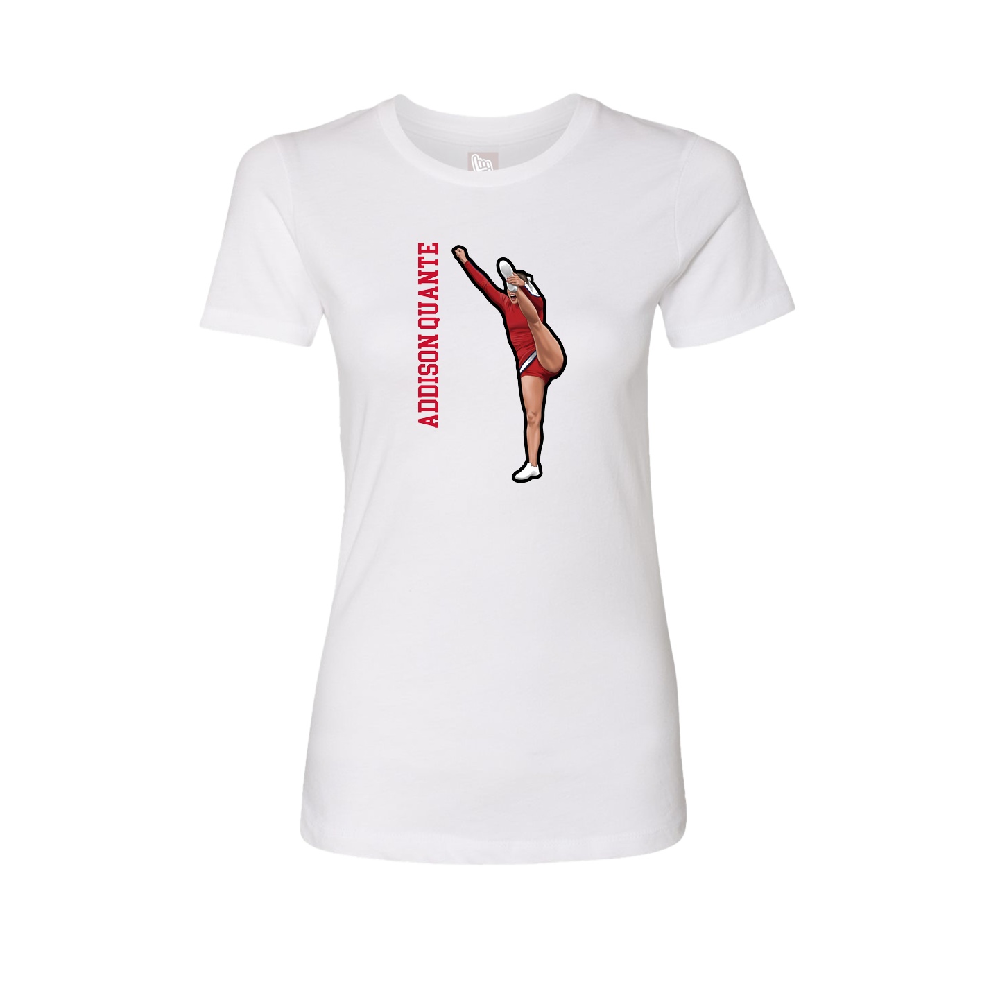 Fitted Women's Tee — Name Vertical in White