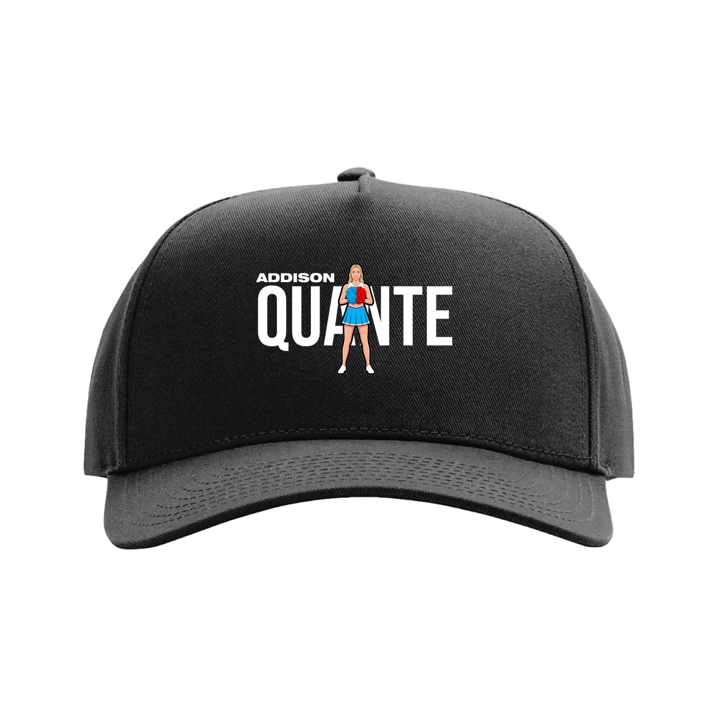 Full Fabric Five-Panel Champ Cap — Player Name in Black