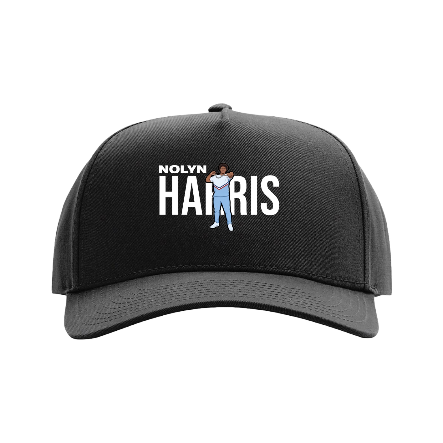 Full Fabric Five-Panel Champ Cap — Player Name in Black
