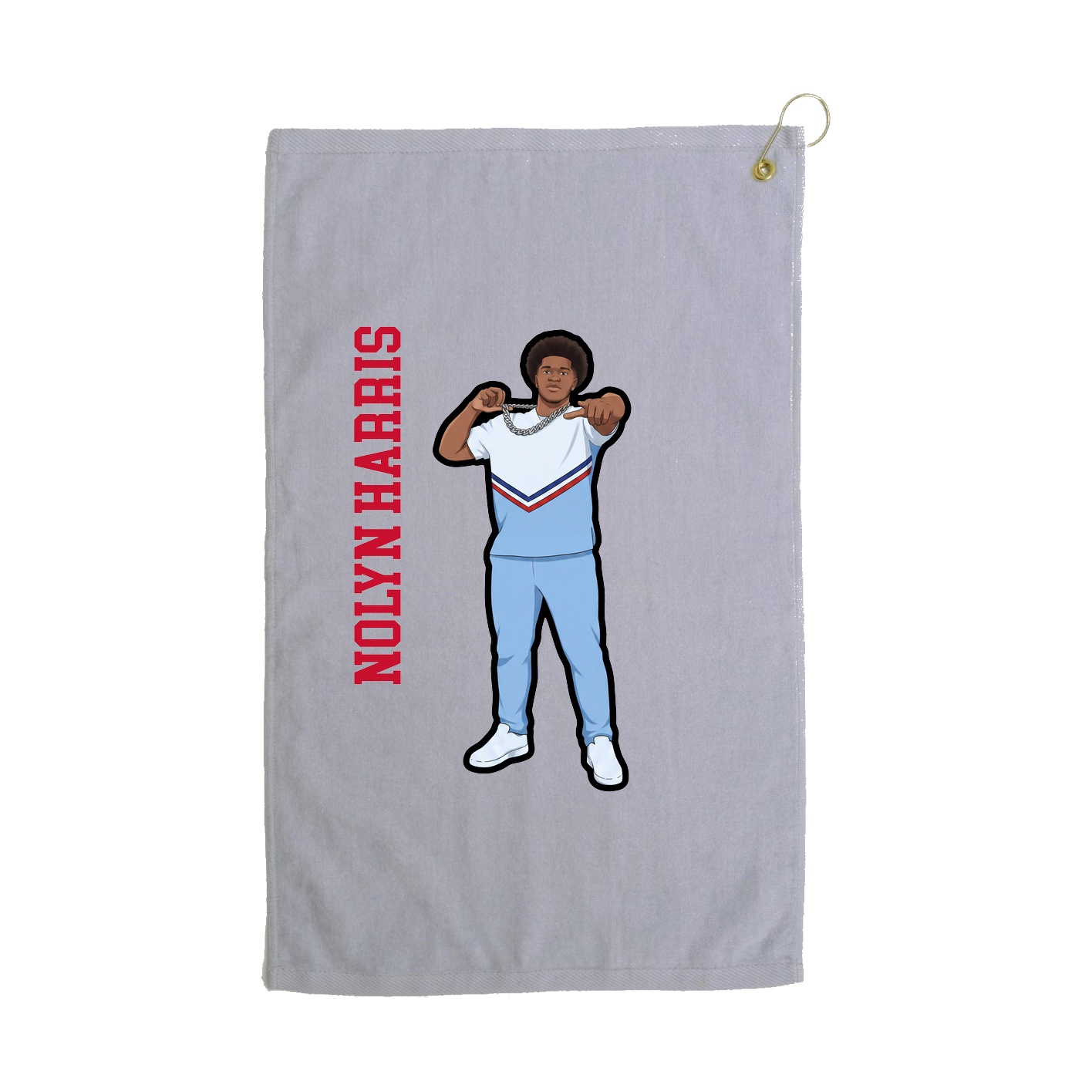 Golf Towel — Name Vertical in Grey