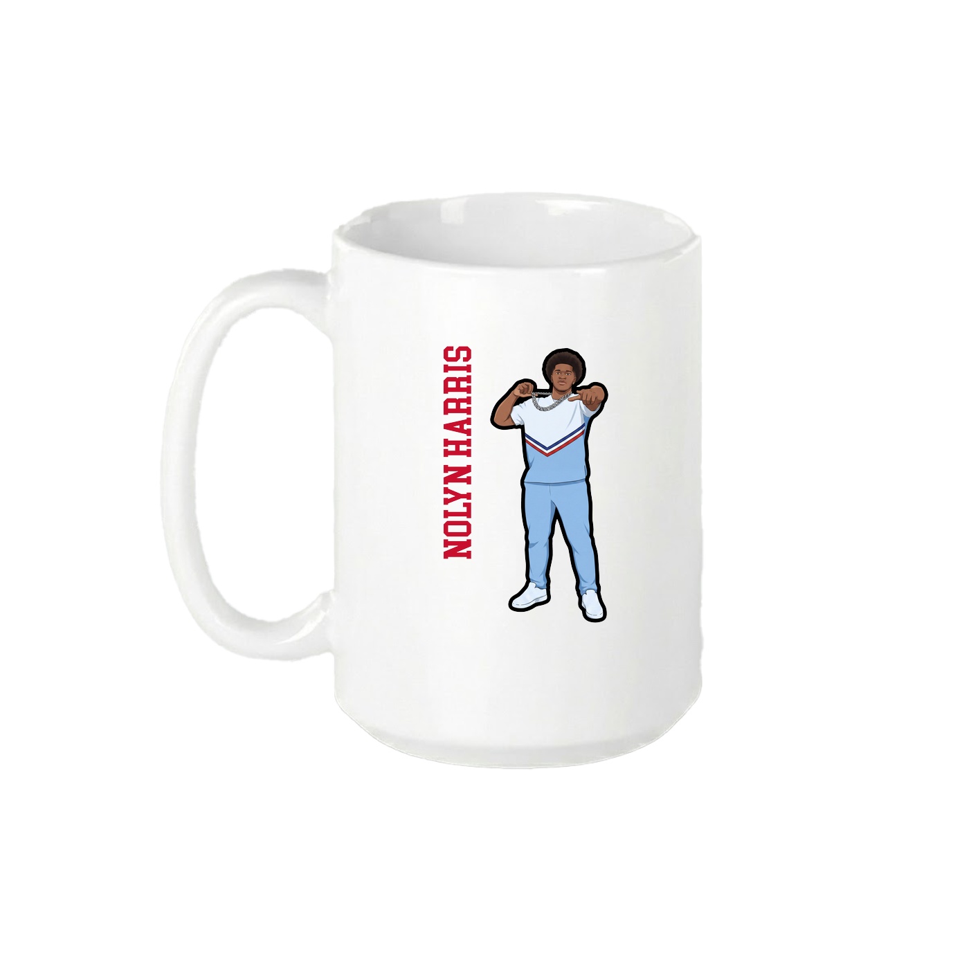 15oz Coffee Mug — Name Vertical in White