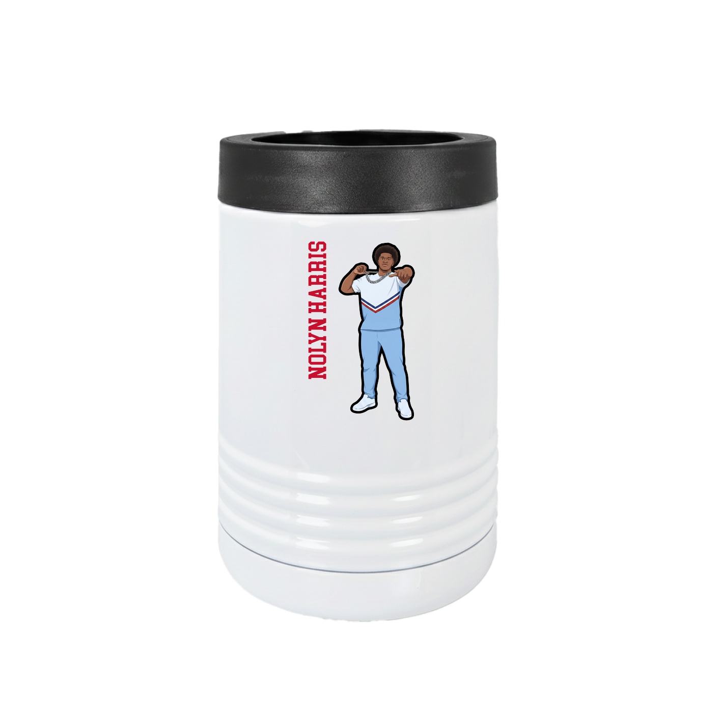 Beverage Holder — Name Vertical in White