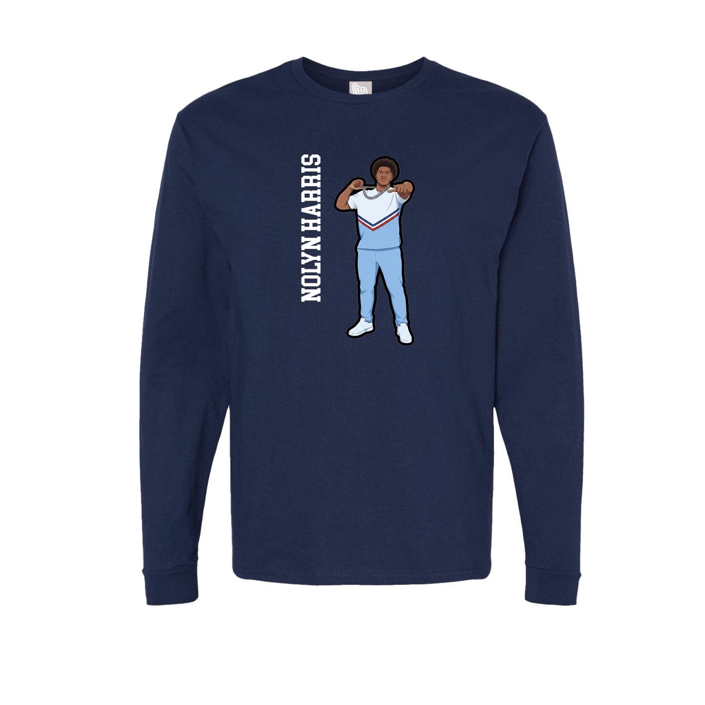 Long Sleeve Tee — Name Vertical in Navy