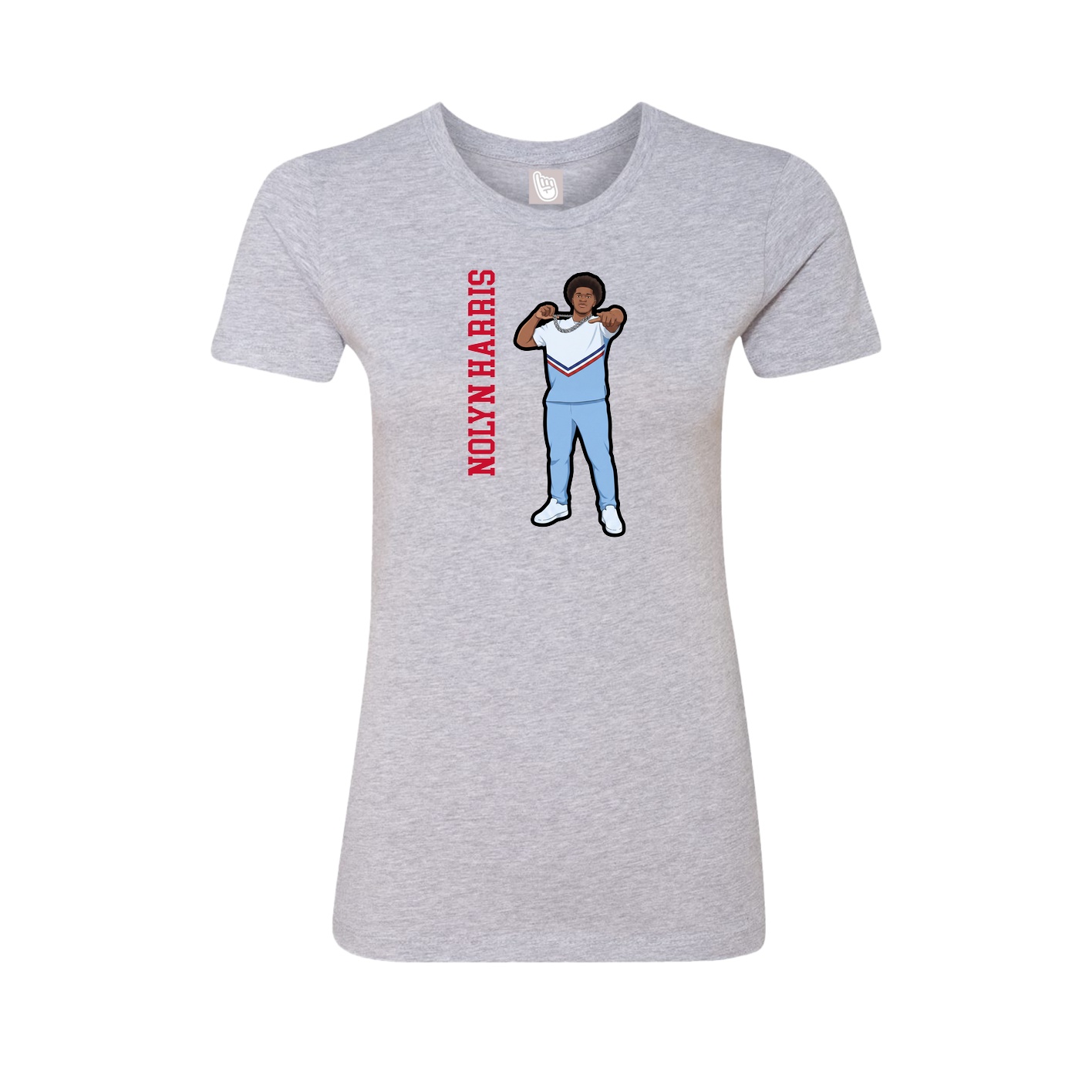 Fitted Women's Tee — Name Vertical in Grey