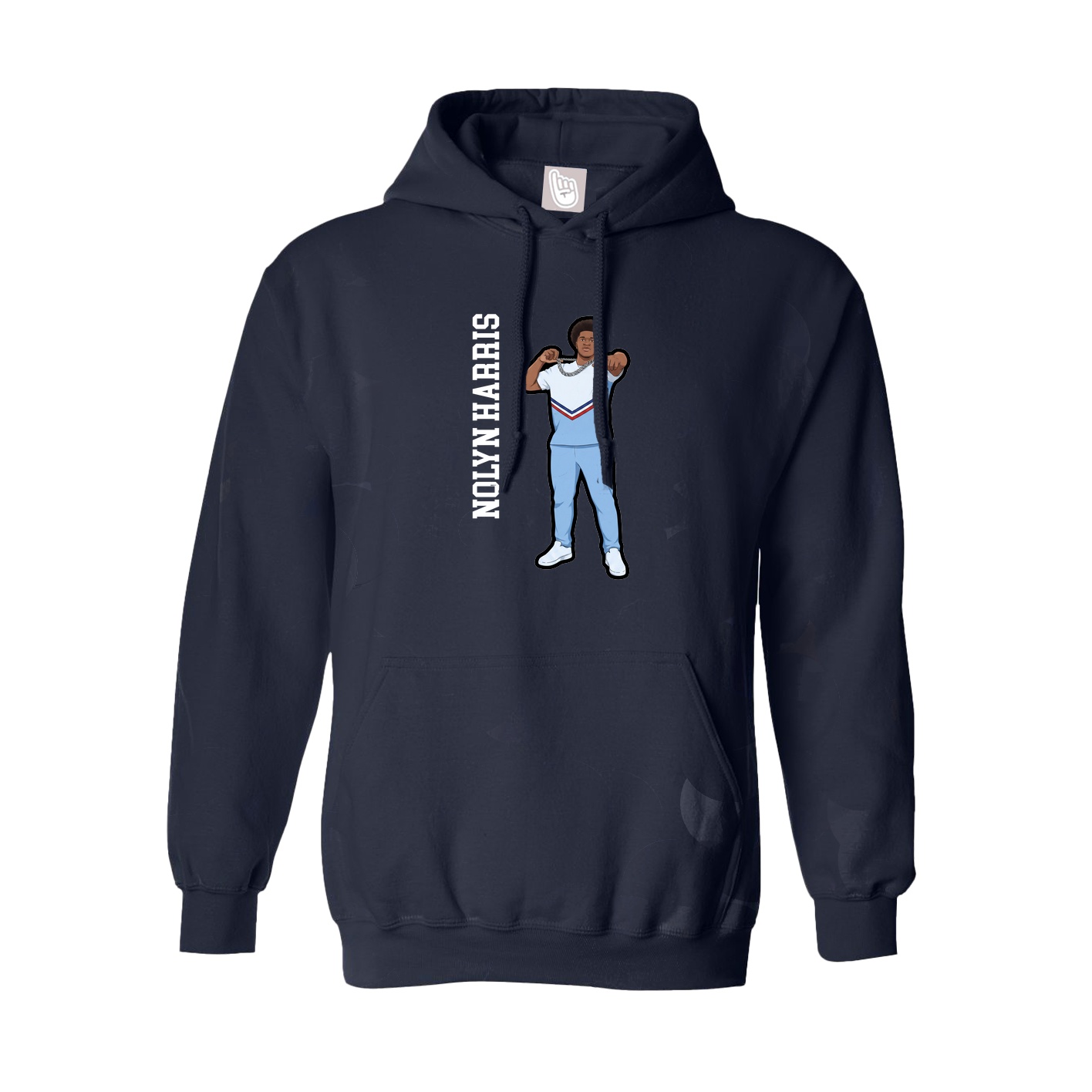 Hoodie — Name Vertical in Navy