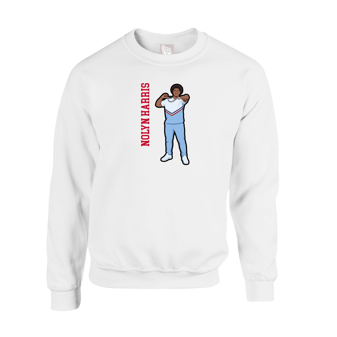 Fleece Crew — Name Vertical in White