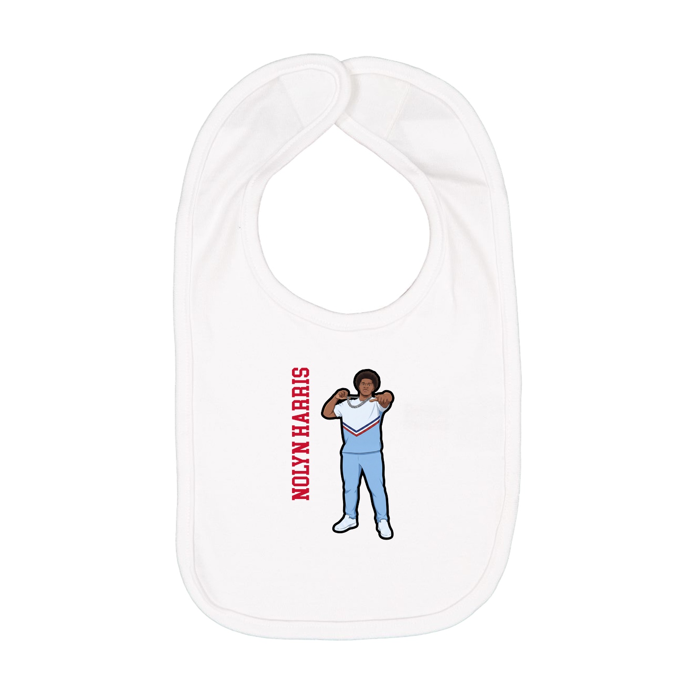 Infant Bib — Name Vertical in White