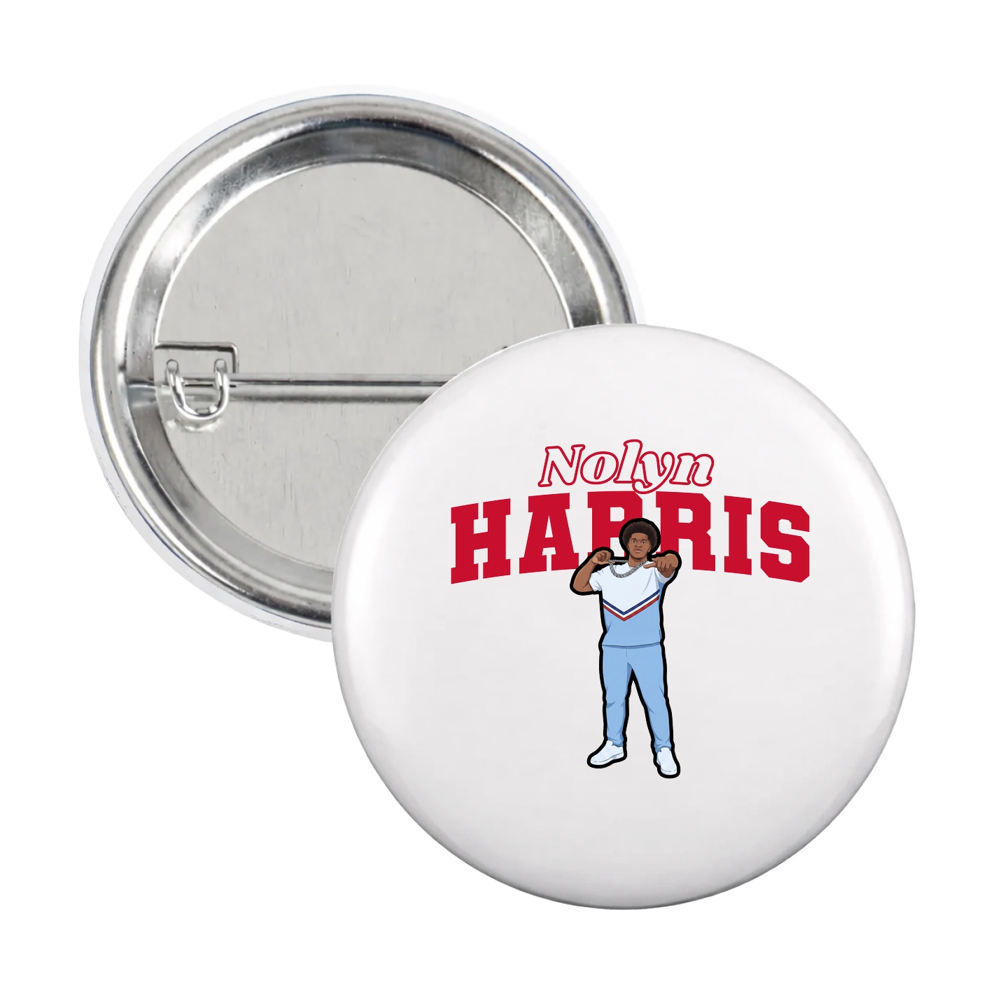 Game Day Button — Name Arch in White