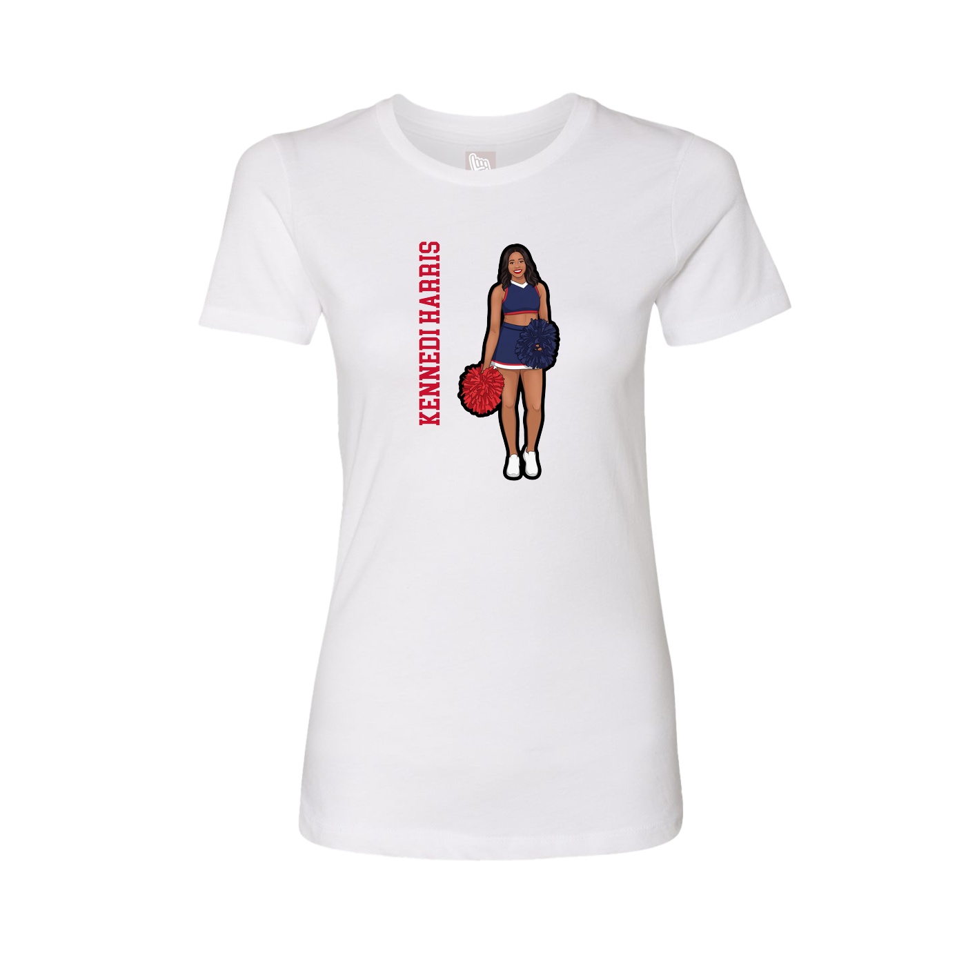 Fitted Women's Tee — Name Vertical in White