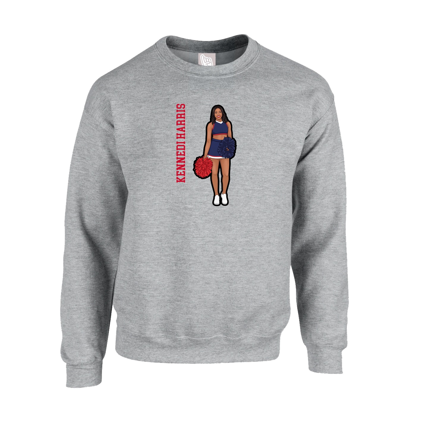 Fleece Crew — Name Vertical in Grey