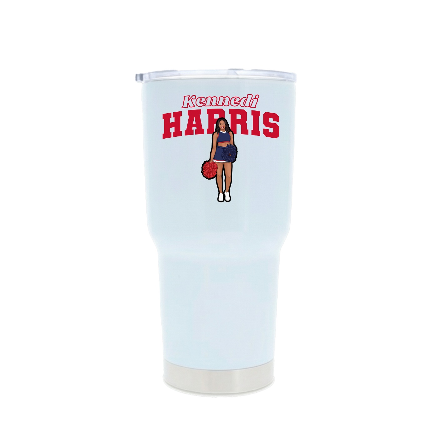 30oz Stainless Steel Tumbler — Name Arch in White