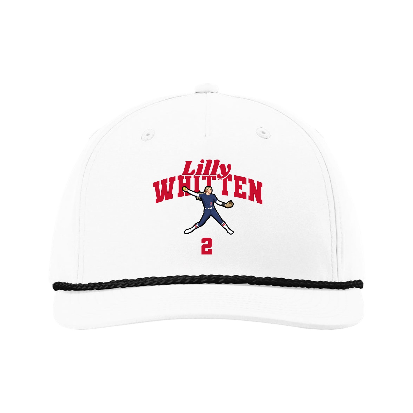 Five-Panel Classic Rope Cap — Signature Arch in White
