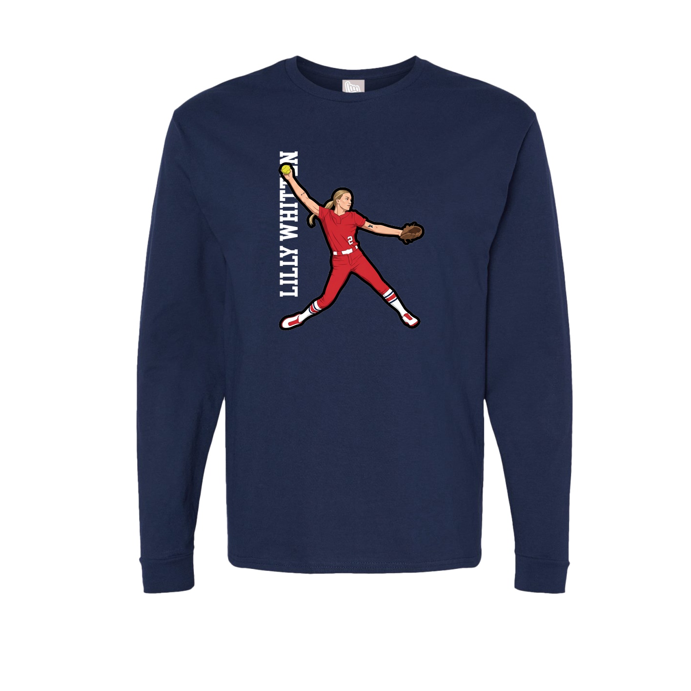 Long Sleeve Tee — Name Vertical in Navy