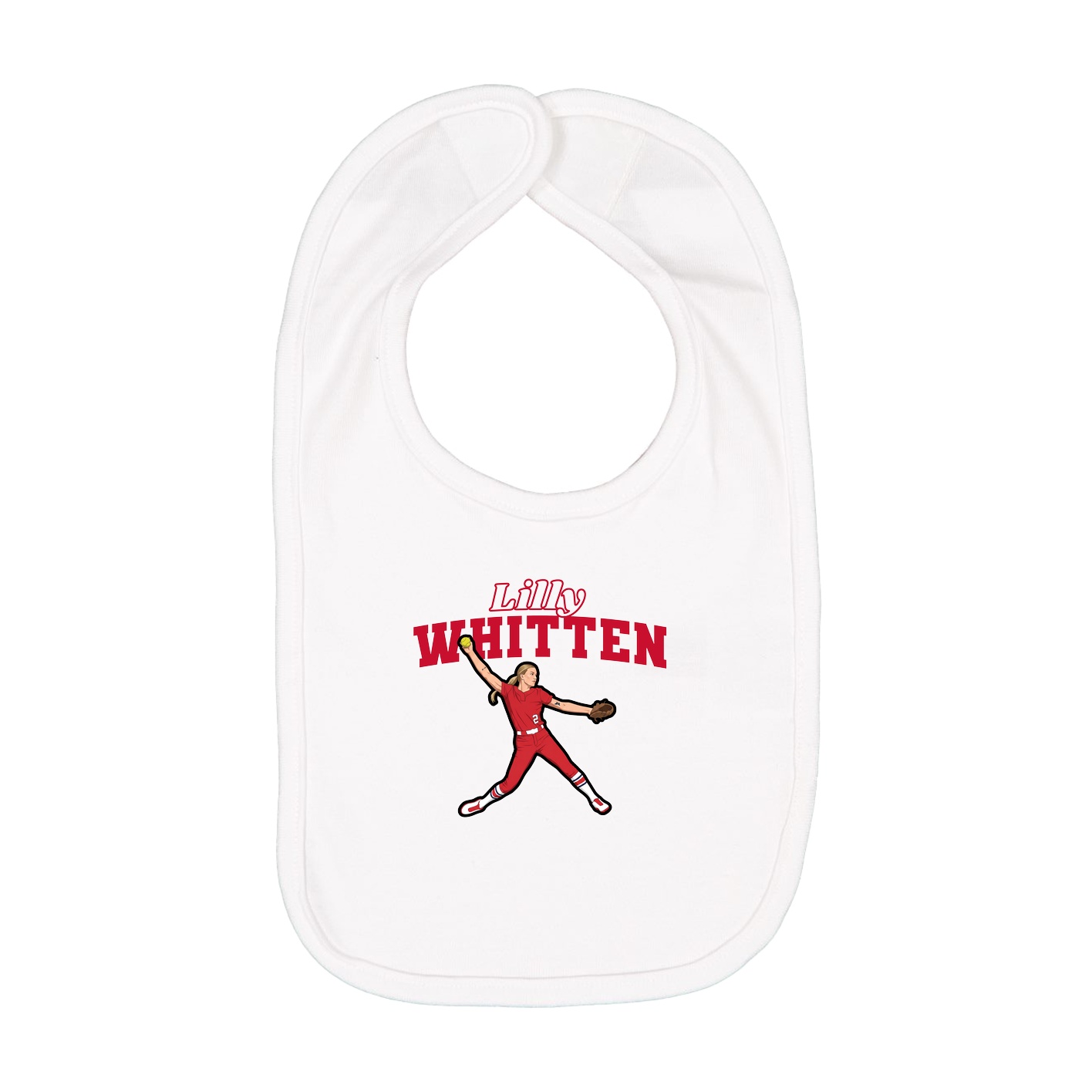 Infant Bib — Name Arch in White
