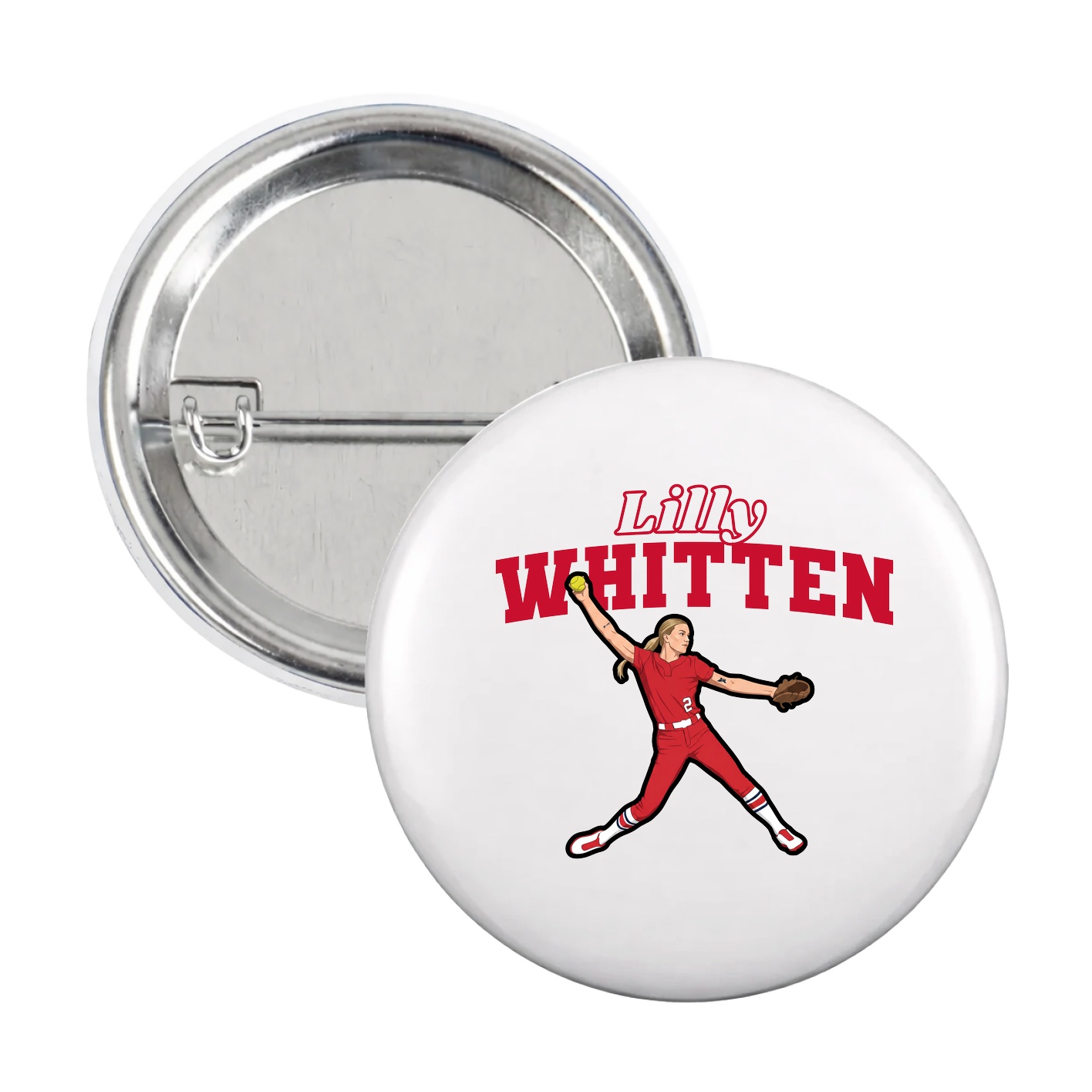 Game Day Button — Name Arch in White