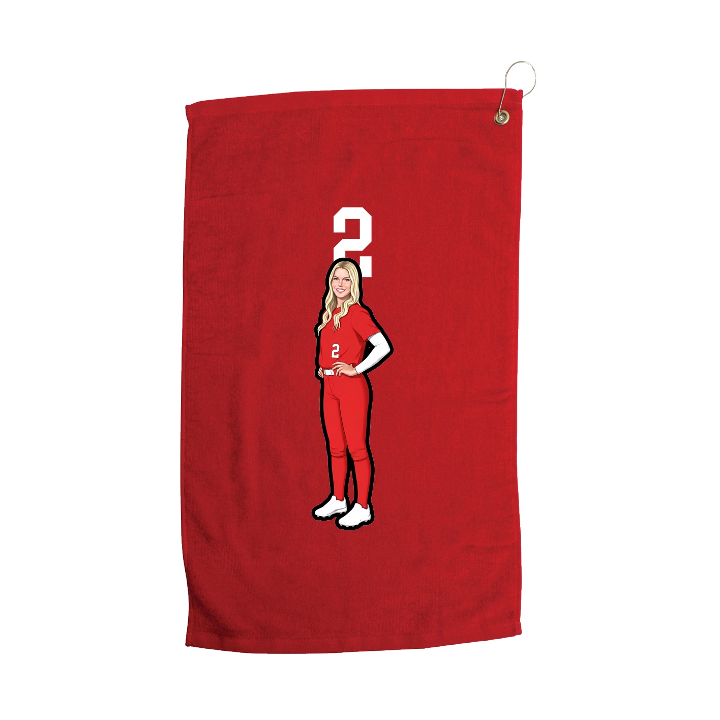 Golf Towel — Number Top in Red