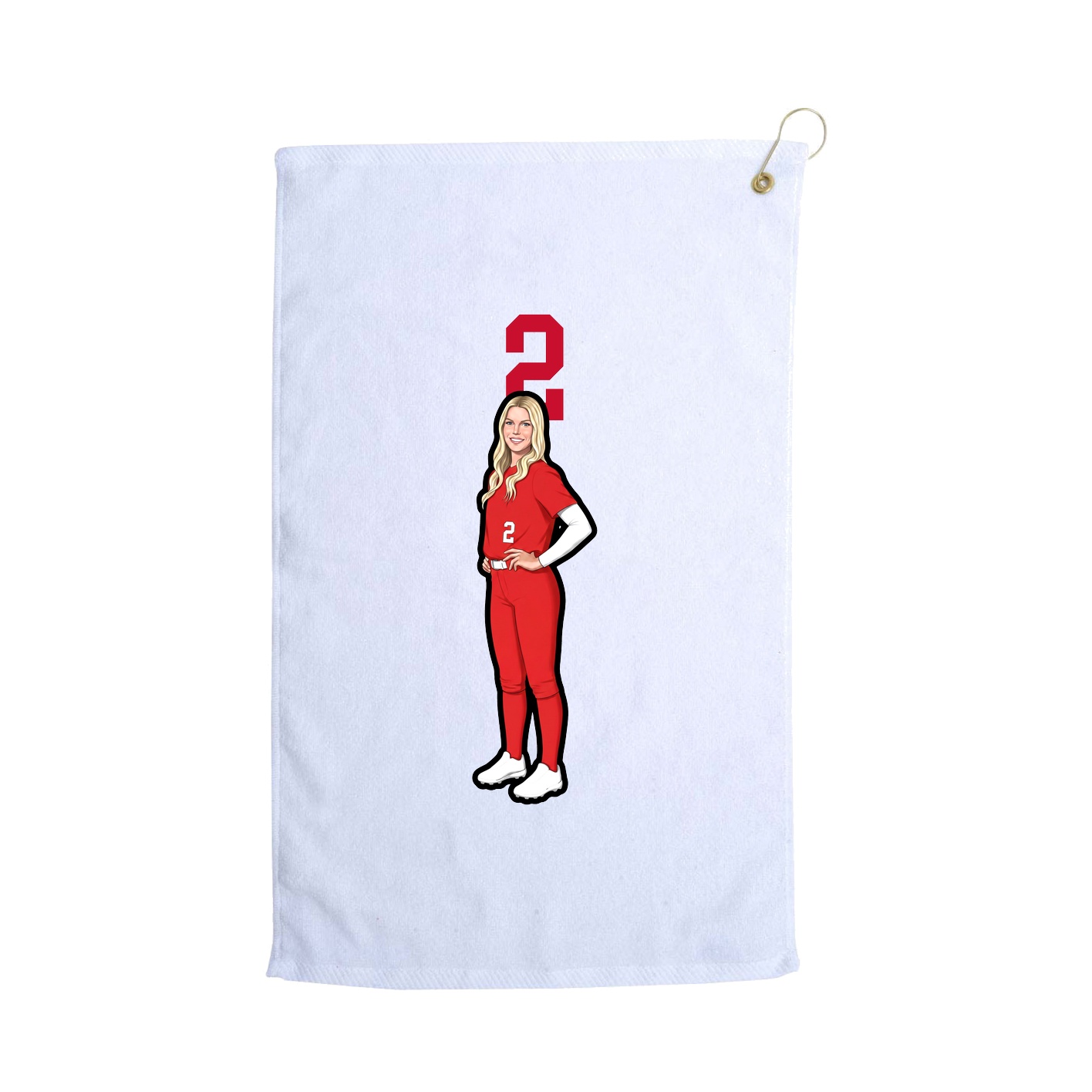 Golf Towel — Number Top in White