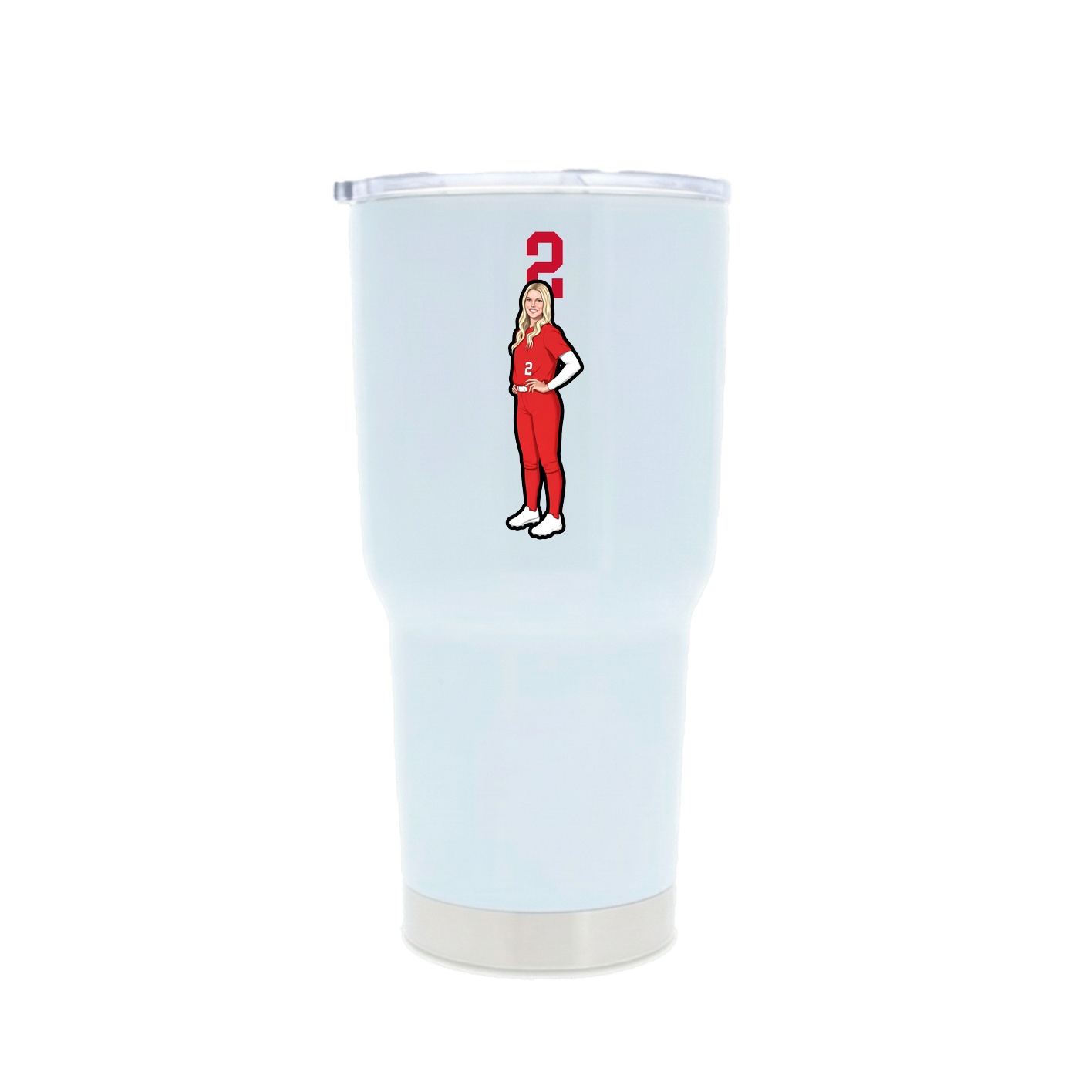 30oz Stainless Steel Tumbler — Number Top in White