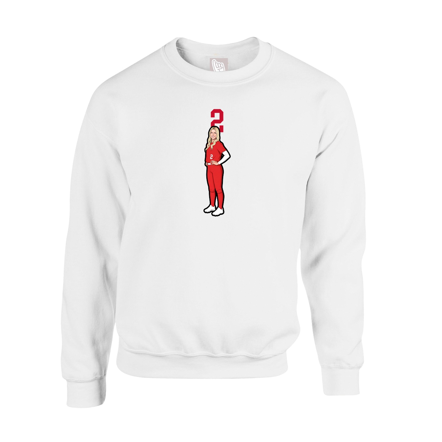 Fleece Crew — Number Top in White