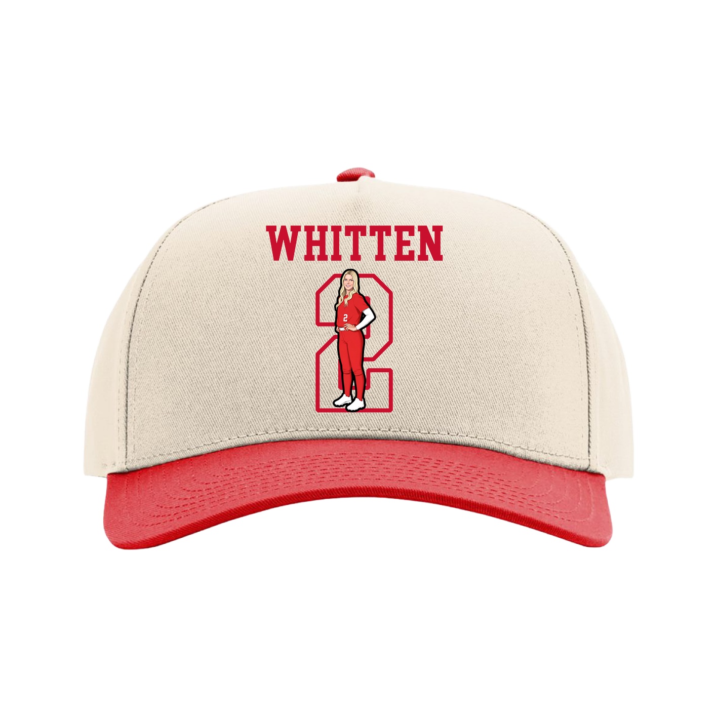 Full Fabric Five-Panel Champ Cap — Shirsey in Cream/Red