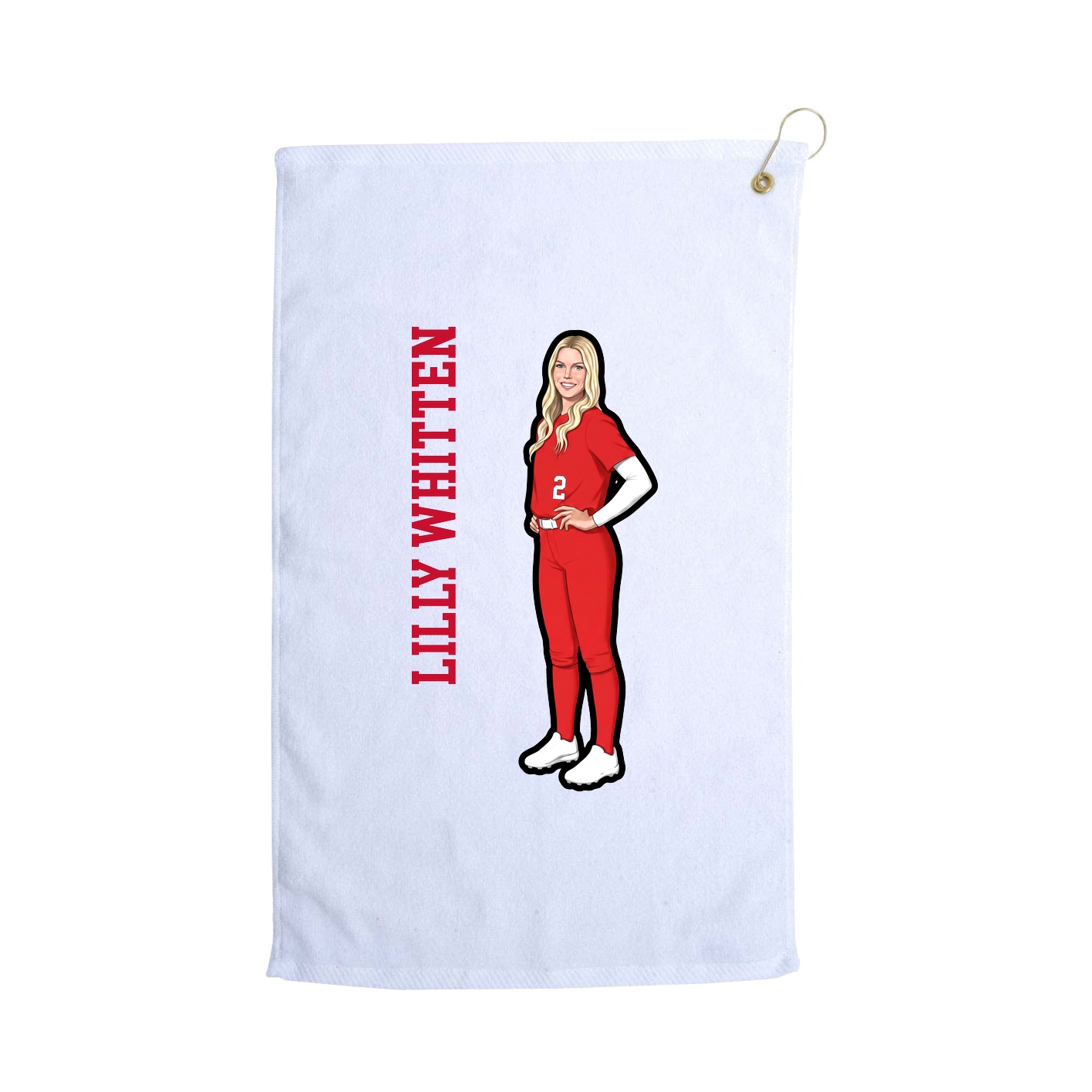 Golf Towel — Name Vertical in White