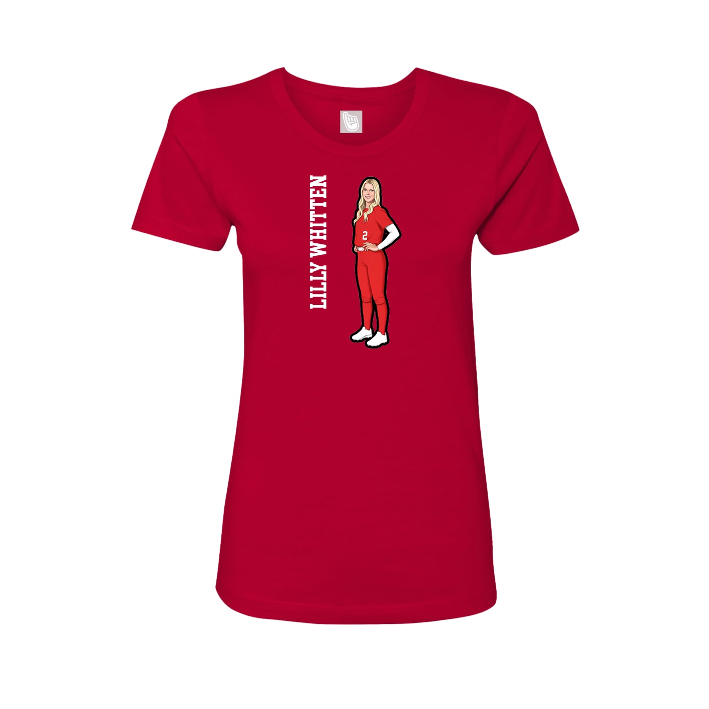 Womens Tee — Name Vertical in Red