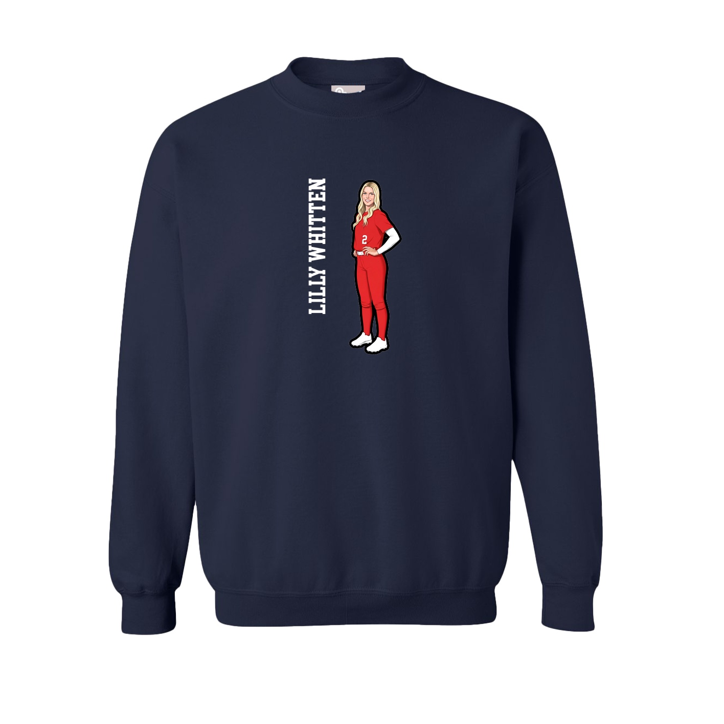 Fleece Crew — Name Vertical in Navy