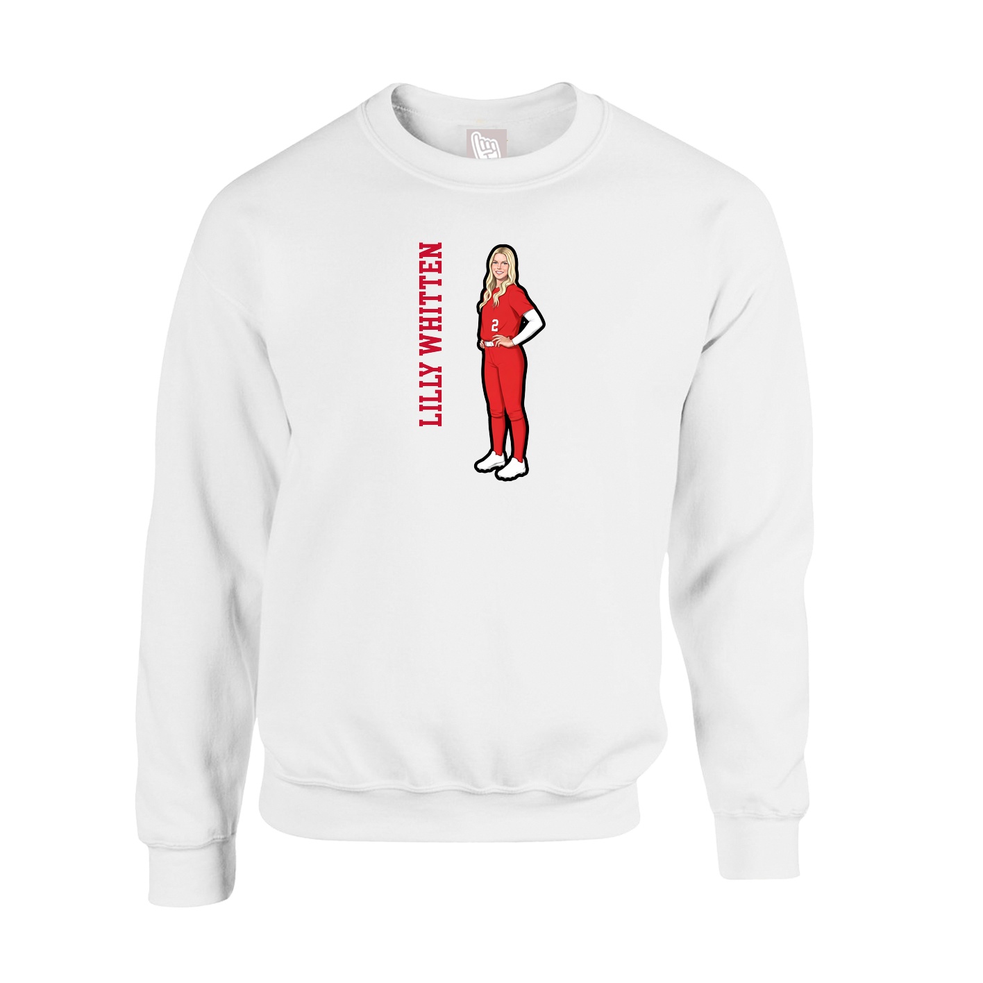 Fleece Crew — Name Vertical in White