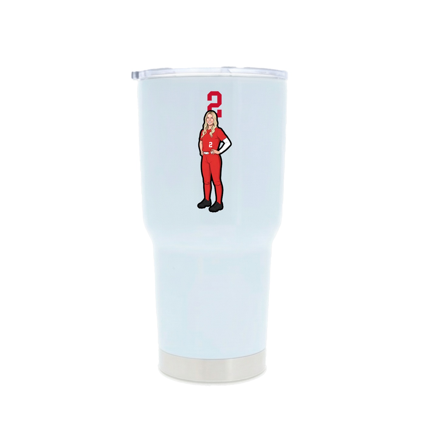 30oz Stainless Steel Tumbler — Number Top in White