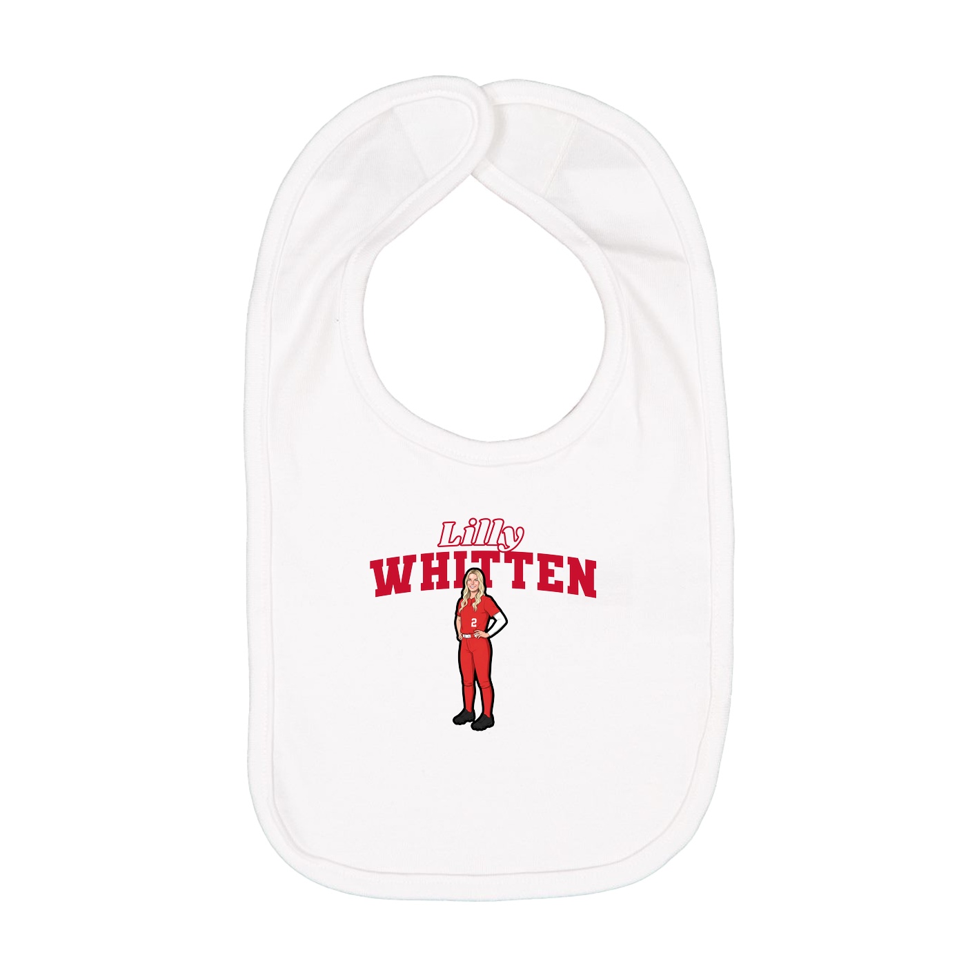 Infant Bib — Name Arch in White