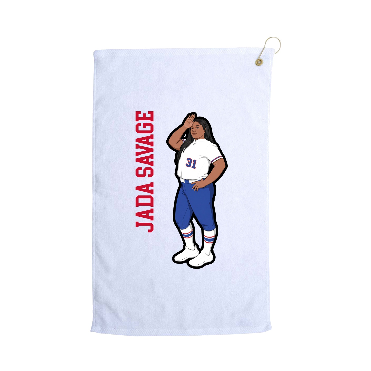 Golf Towel — Name Vertical in White