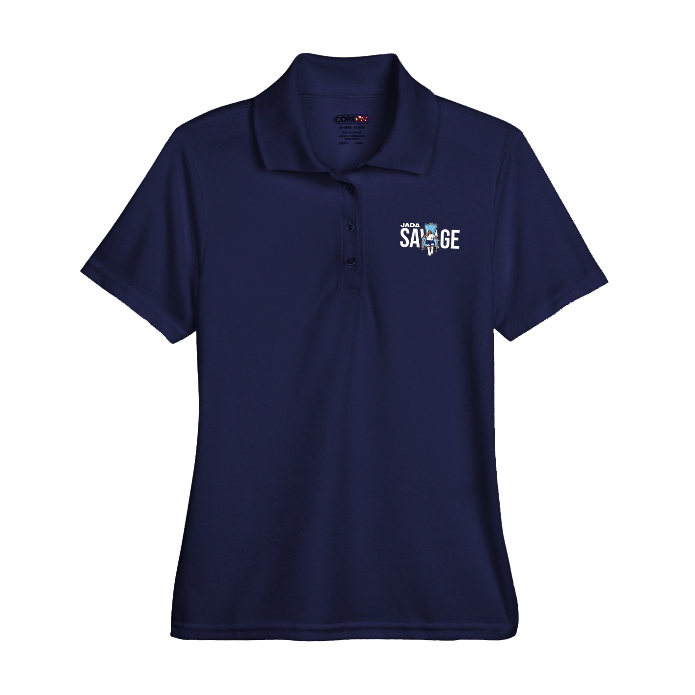 Womens Performance Polo — Player Name in Navy