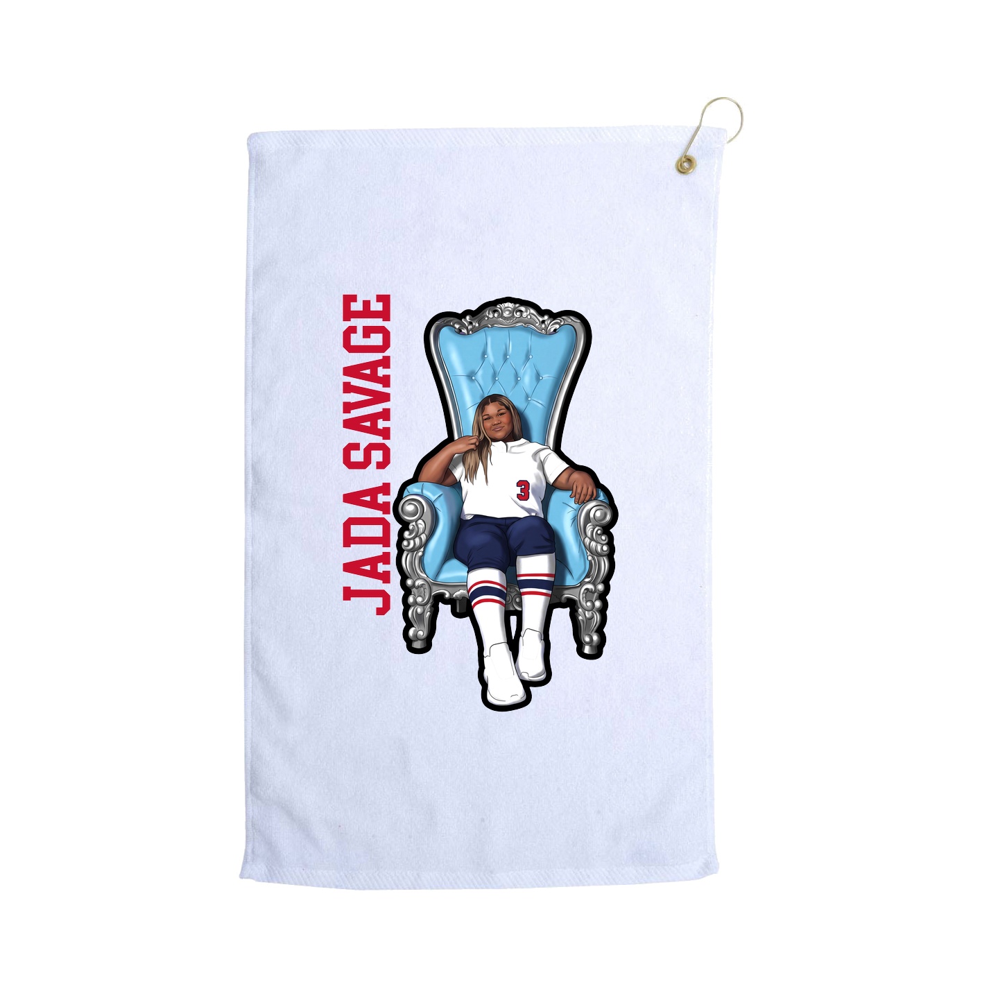 Golf Towel — Name Vertical in White