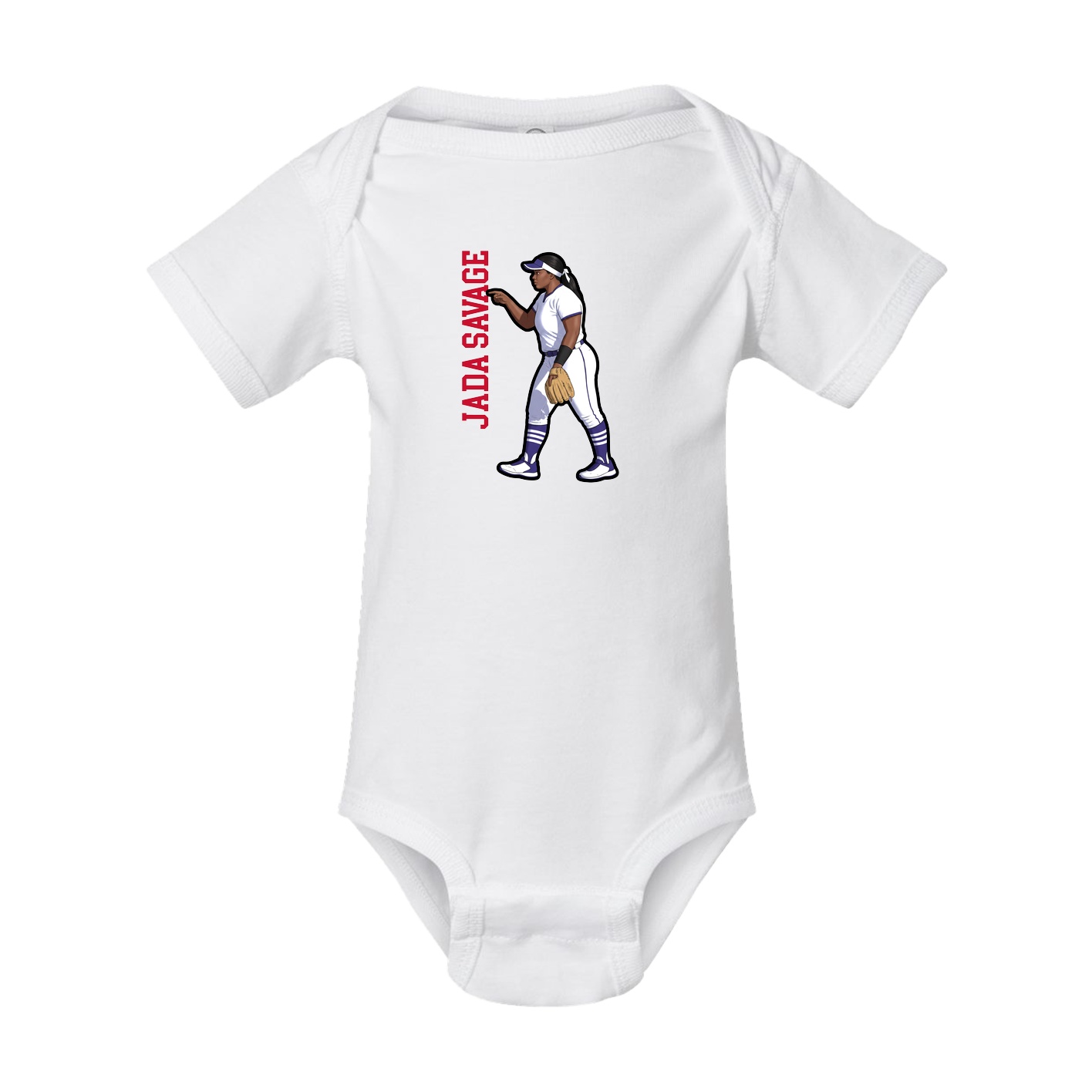 Baby Onesie — Name Vertical in White