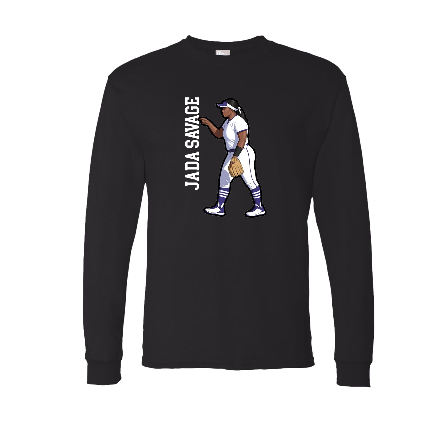Long Sleeve Tee — Name Vertical in Black