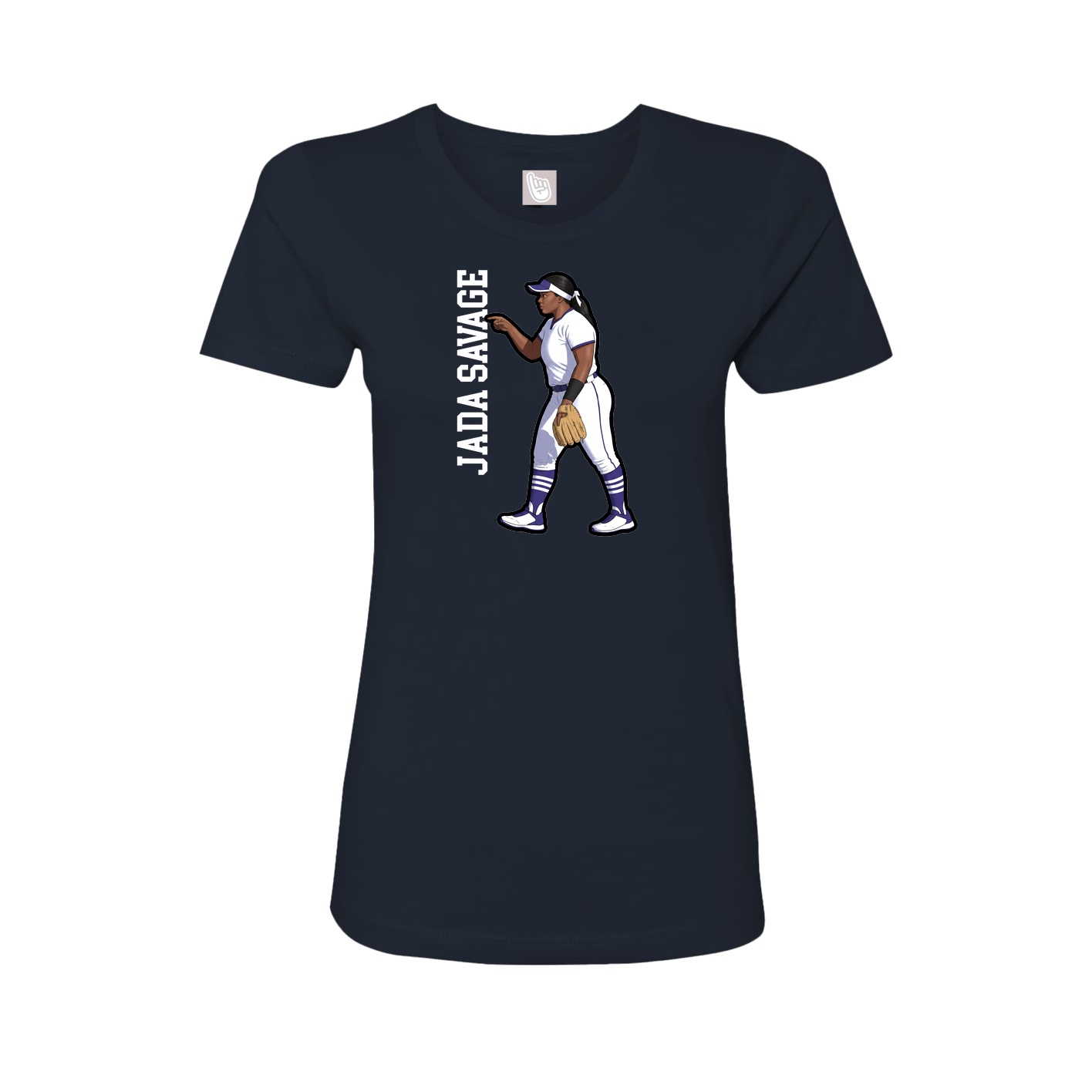 Fitted Women's Tee — Name Vertical in Navy