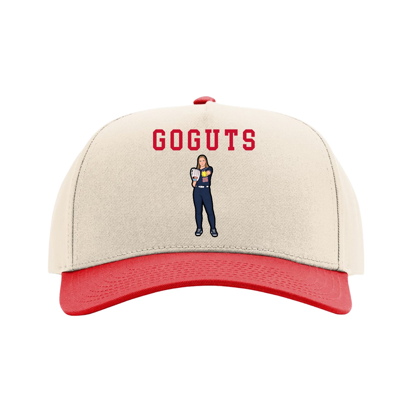 Full Fabric Five-Panel Champ Cap — Shirsey in Cream/Red