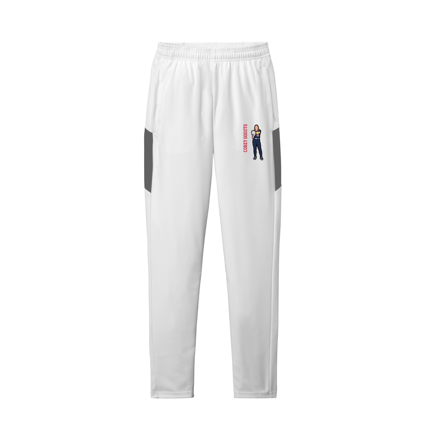 Team Travel Pant — Name Vertical in White/Grey