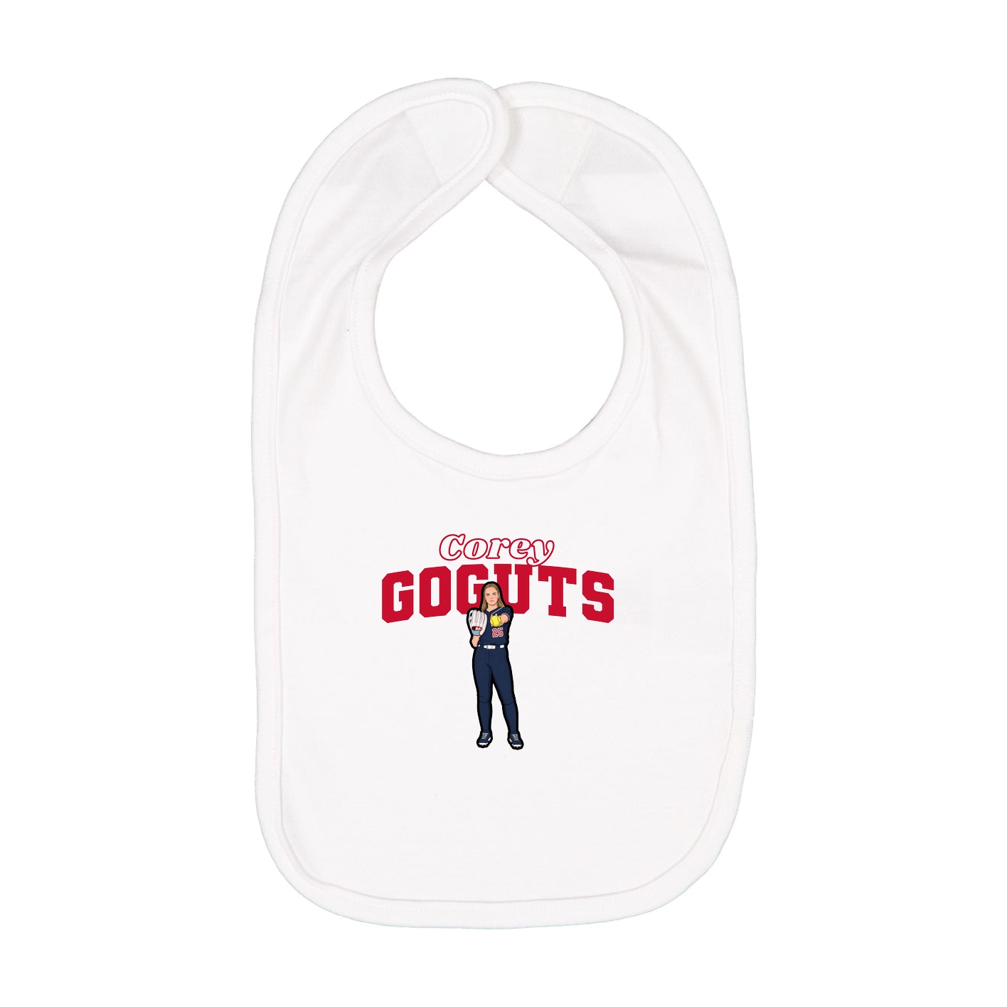 Infant Bib — Name Arch in White