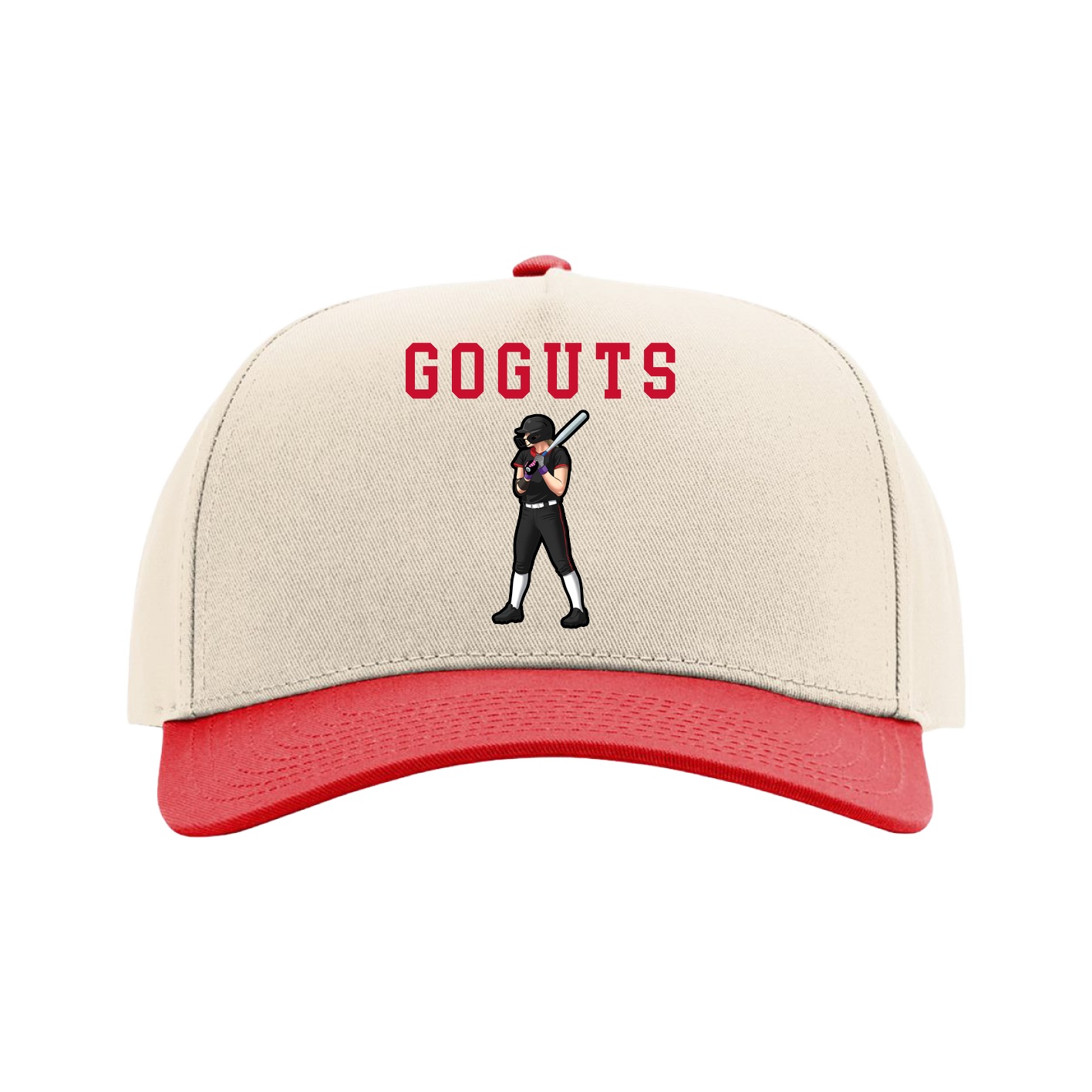 Full Fabric Five-Panel Champ Cap — Shirsey in Cream/Red