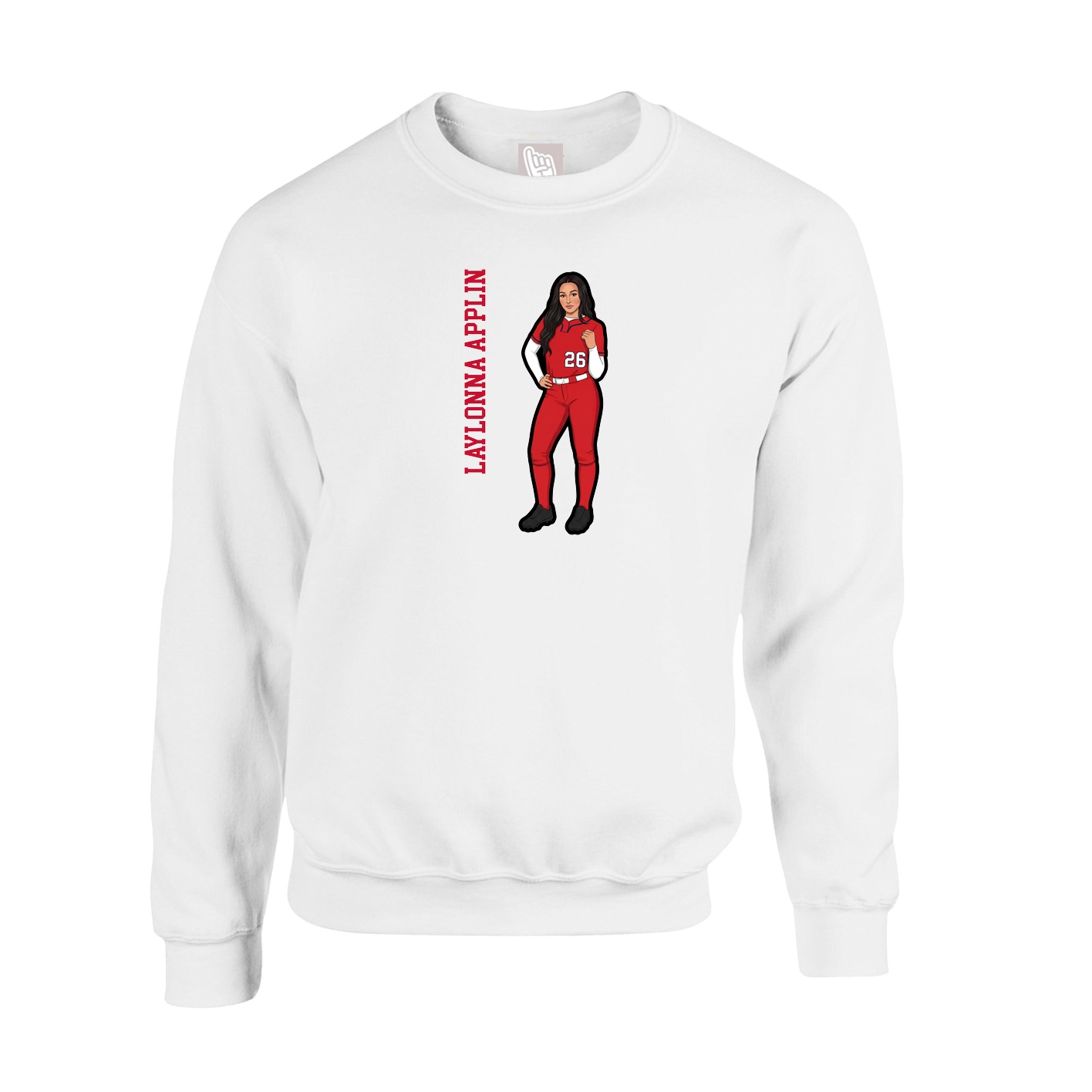 Fleece Crew — Name Vertical in White