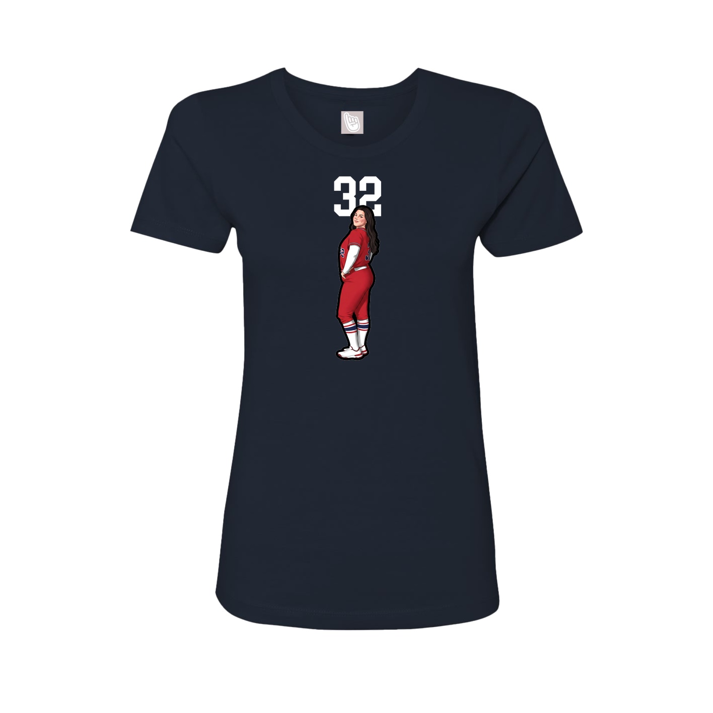 Fitted Women's Tee — Number Top in Navy