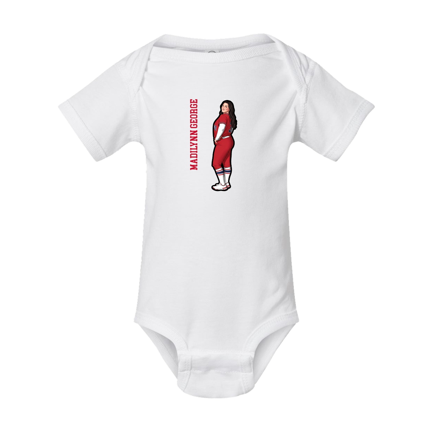 Baby Onesie — Name Vertical in White