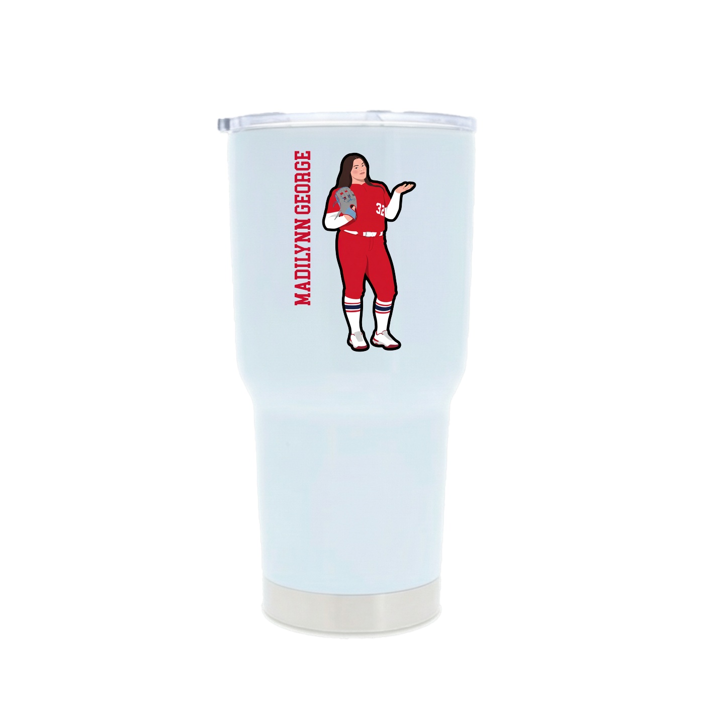 30oz Stainless Steel Tumbler — Name Vertical in White
