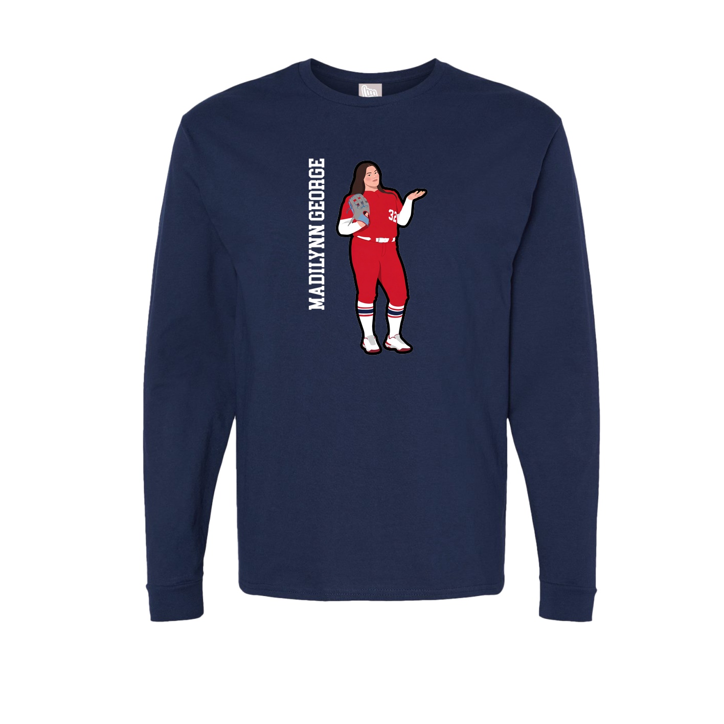 Long Sleeve Tee — Name Vertical in Navy