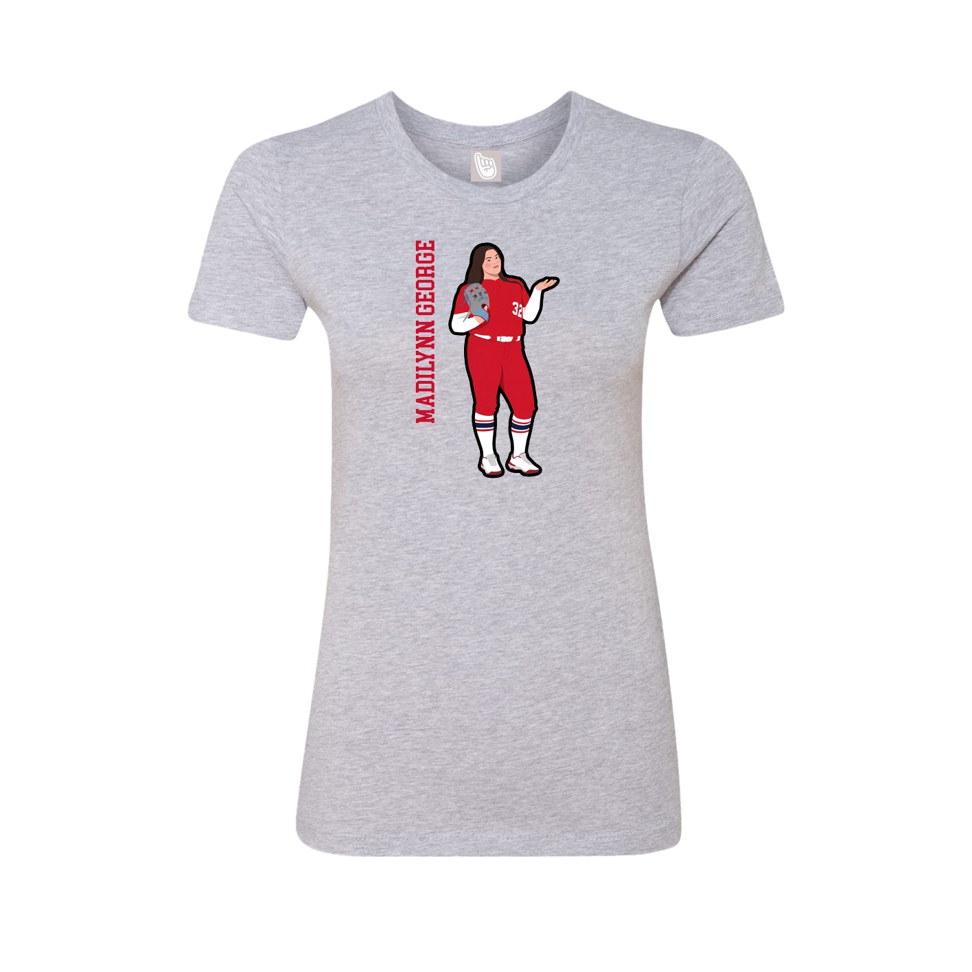 Fitted Women's Tee — Name Vertical in Grey
