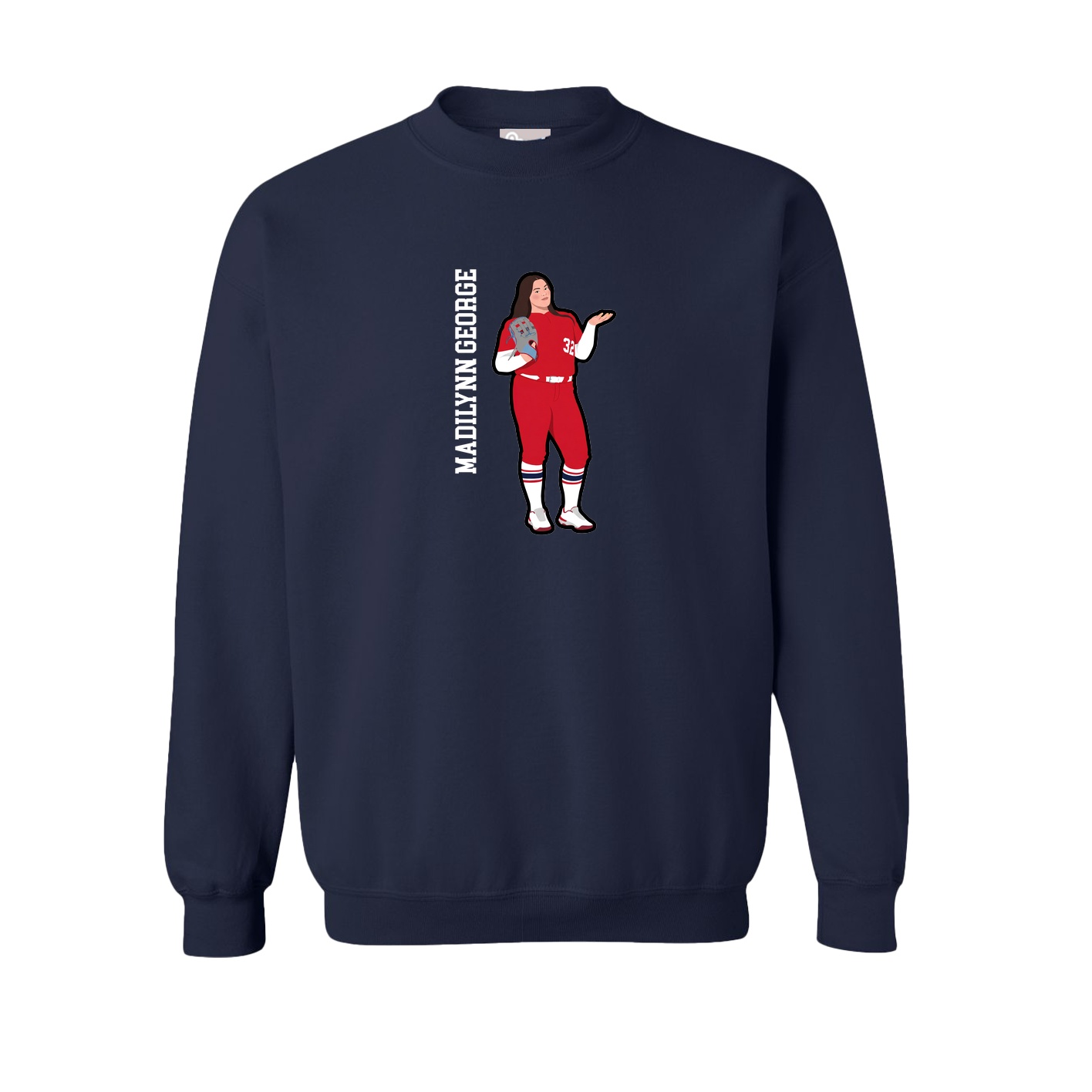 Fleece Crew — Name Vertical in Navy